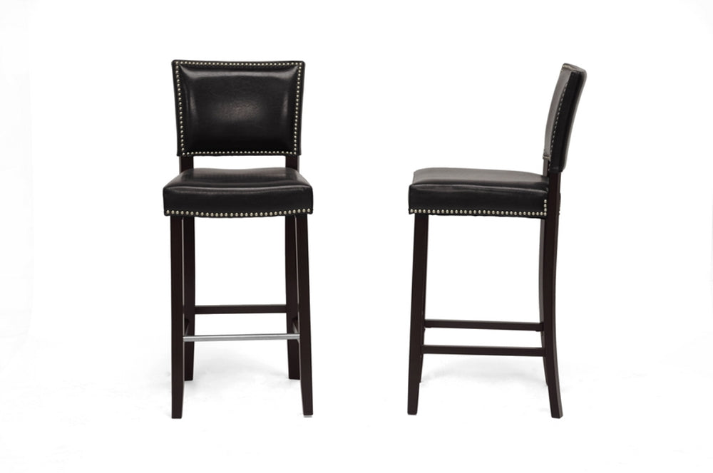Baxton Studio - Aries Set of 2 Bar Stools in Black - BBT5112 Bar Stool-Black view 2