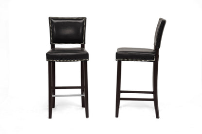 Baxton Studio - Aries Set of 2 Bar Stools in Black - BBT5112 Bar Stool-Black view 2