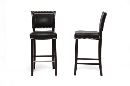 Baxton Studio - Aries Set of 2 Bar Stools in Black - BBT5112 Bar Stool-Black view 2
