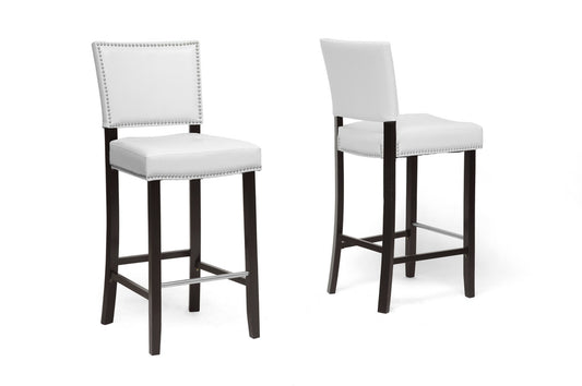 Baxton Studio - Aries Set of 2 Bar Stools in White - BBT5112 Bar Stool-White view 1
