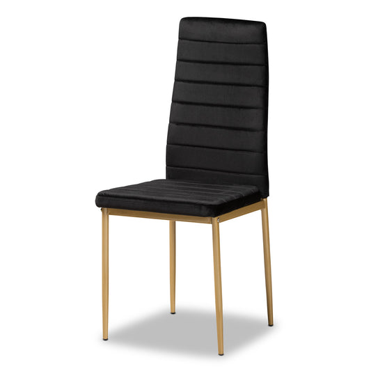 Baxton Studio - Armand Set of 4 Dining Chairs in Black/Gold - 112157-1-Black Velvet/Gold-DC view 2