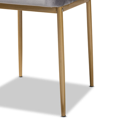 Baxton Studio - Armand Set of 4 Dining Chairs in Grey/Gold - 112157-1-Grey Velvet/Gold-DC view 4
