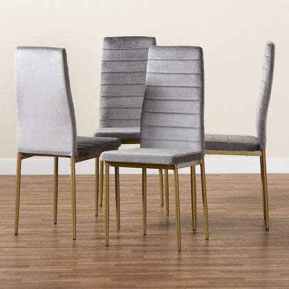 Baxton Studio - Armand Set of 4 Dining Chairs in Grey/Gold - 112157-1-Grey Velvet/Gold-DC view 7