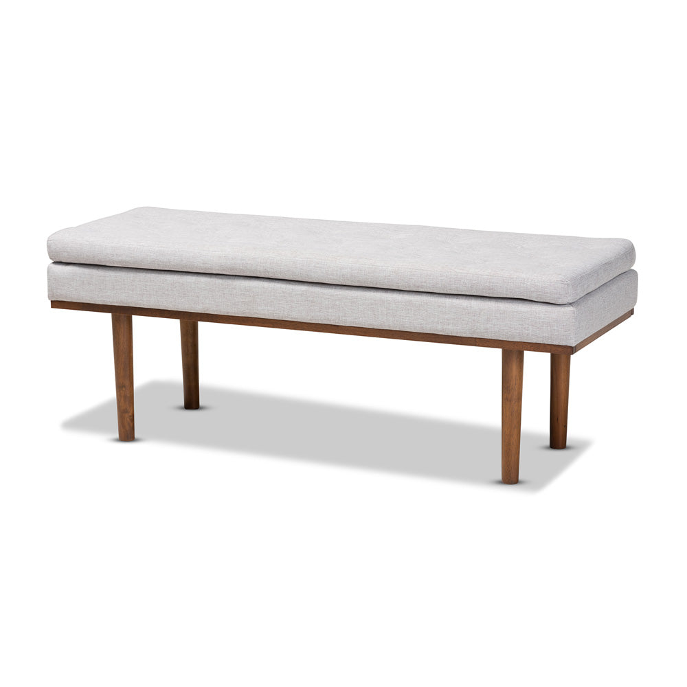 Baxton Studio - Arne Bench in Greyish Beige/Walnut - BBT5369-Greyish Beige/Walnut-Bench view 1