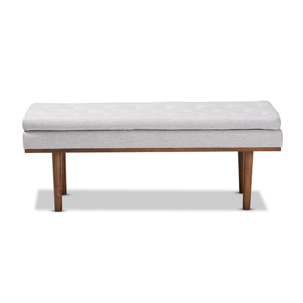 Baxton Studio - Arne Bench in Greyish Beige/Walnut - BBT5369-Greyish Beige/Walnut-Bench view 2