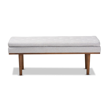 Baxton Studio - Arne Bench in Greyish Beige/Walnut - BBT5369-Greyish Beige/Walnut-Bench view 2