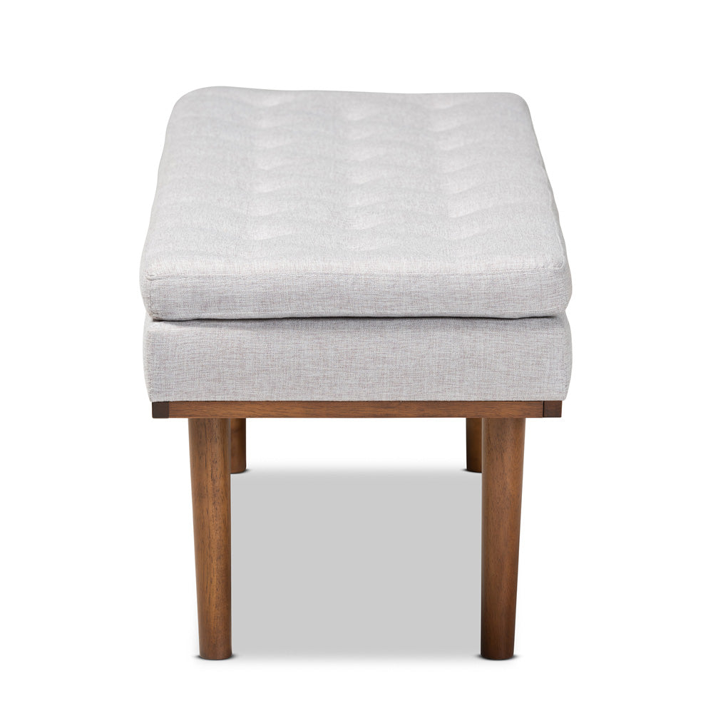 Baxton Studio - Arne Bench in Greyish Beige/Walnut - BBT5369-Greyish Beige/Walnut-Bench view 3