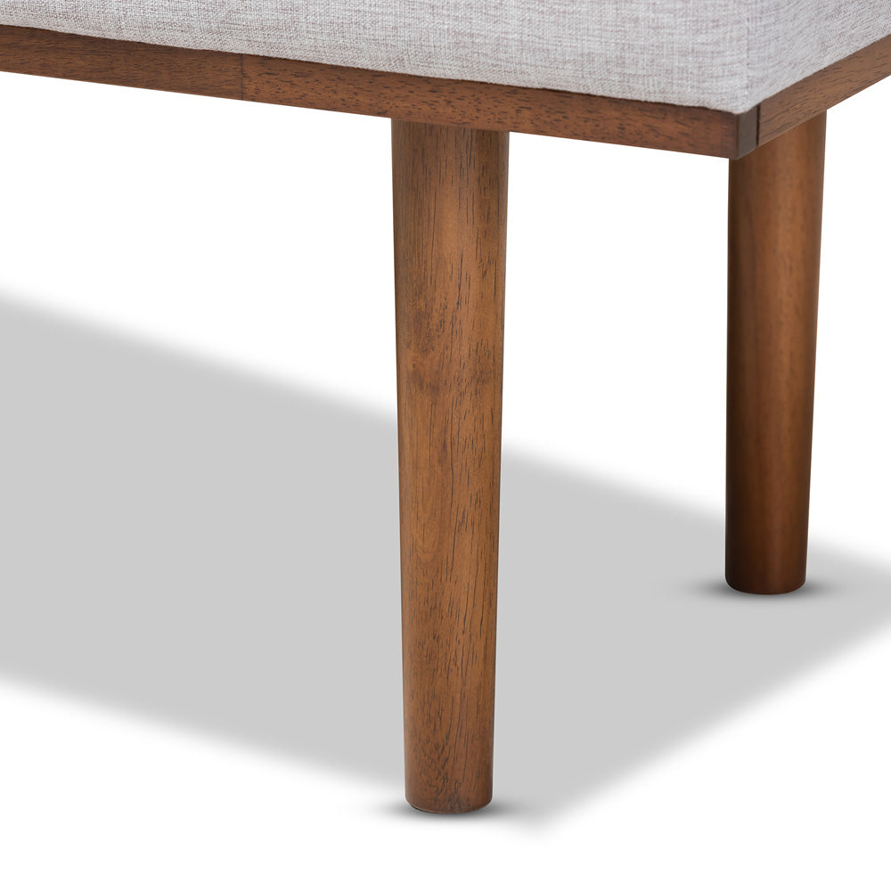 Baxton Studio - Arne Bench in Greyish Beige/Walnut - BBT5369-Greyish Beige/Walnut-Bench view 5