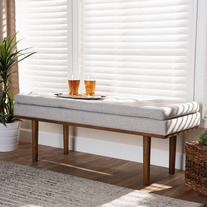 Baxton Studio - Arne Bench in Greyish Beige/Walnut - BBT5369-Greyish Beige/Walnut-Bench view 6