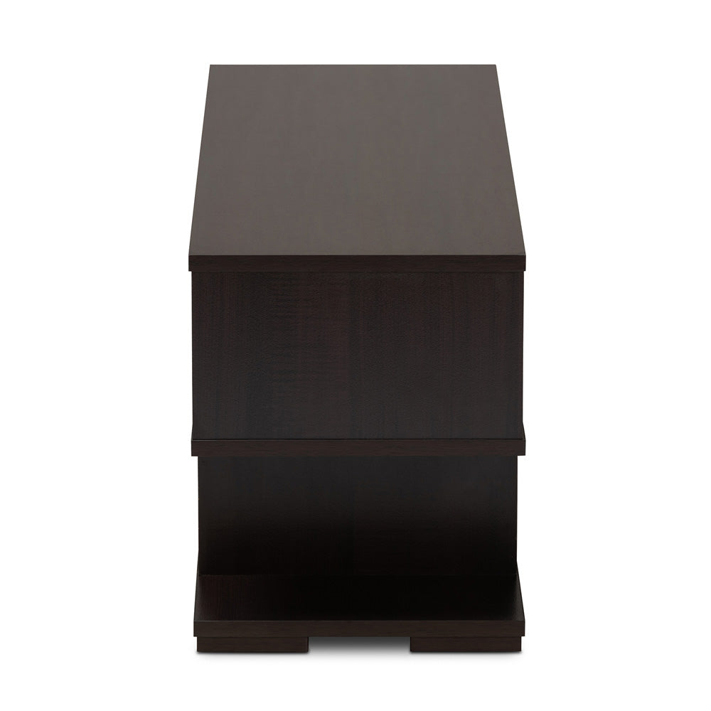 Baxton Studio - Arne TV Stand in Dark Brown - TV8001-Wenge-TV view 3