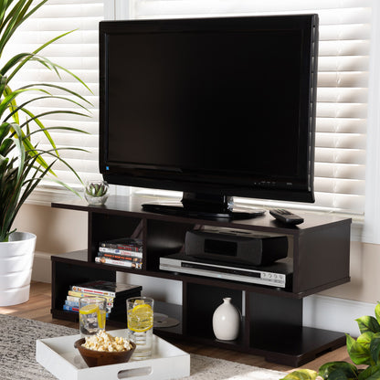 Baxton Studio - Arne TV Stand in Dark Brown - TV8001-Wenge-TV view 4