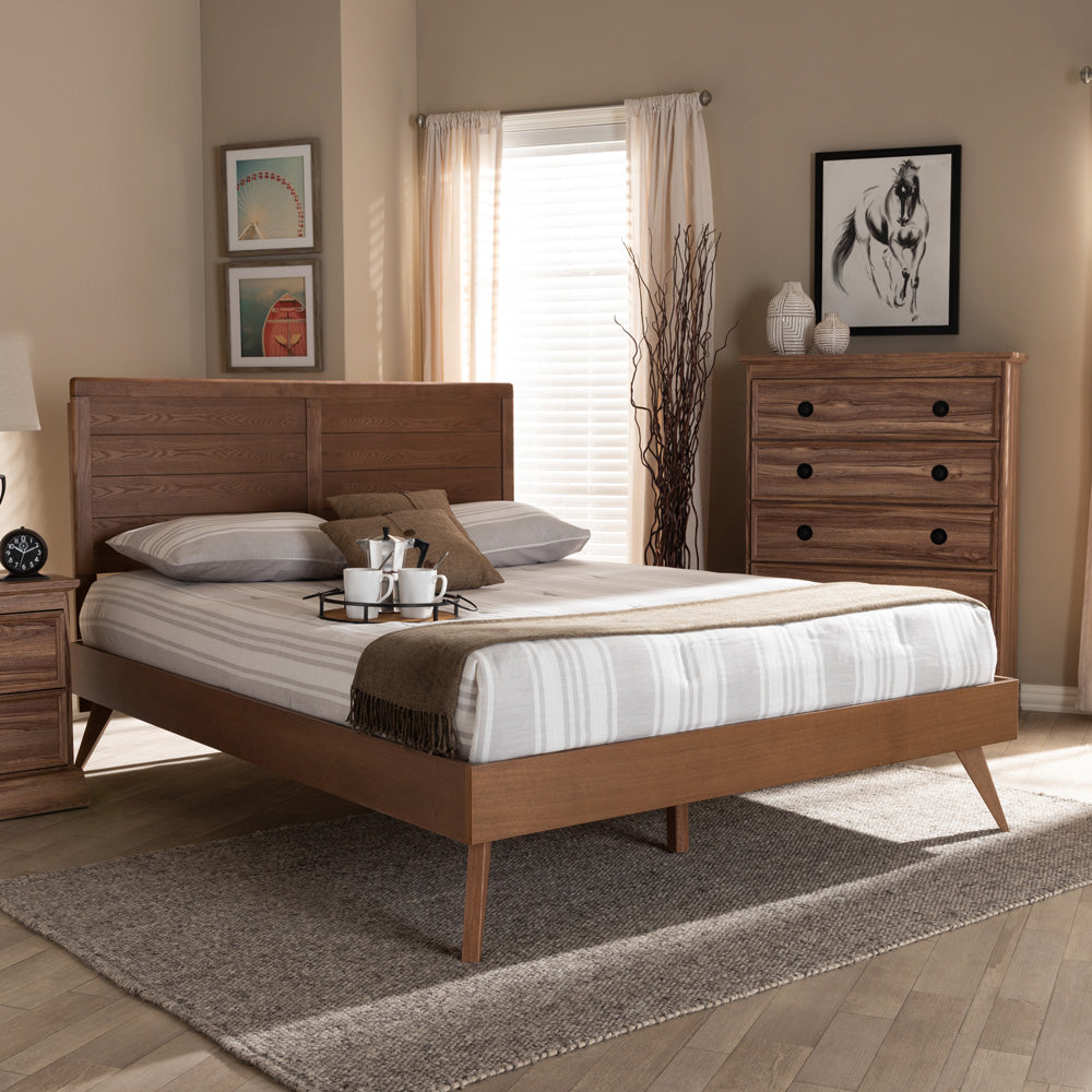 Baxton Studio - Artemis Full Size Bed in Ash Walnut - Artemis-Ash Walnut-Full view 5