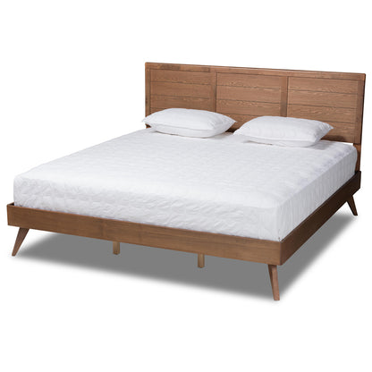 Baxton Studio - Artemis King Size Bed in Ash Walnut - Artemis-Ash Walnut-King view 1