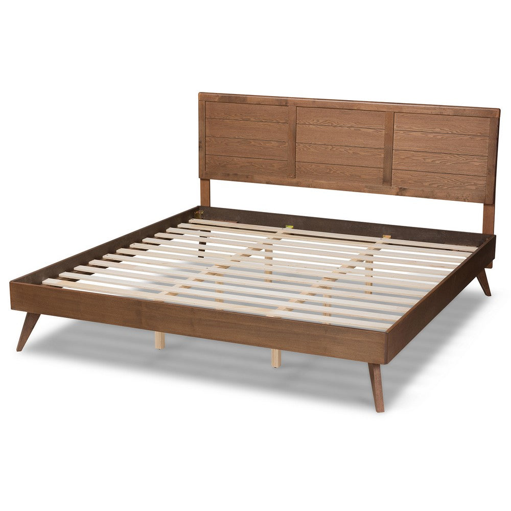 Baxton Studio - Artemis King Size Bed in Ash Walnut - Artemis-Ash Walnut-King view 3