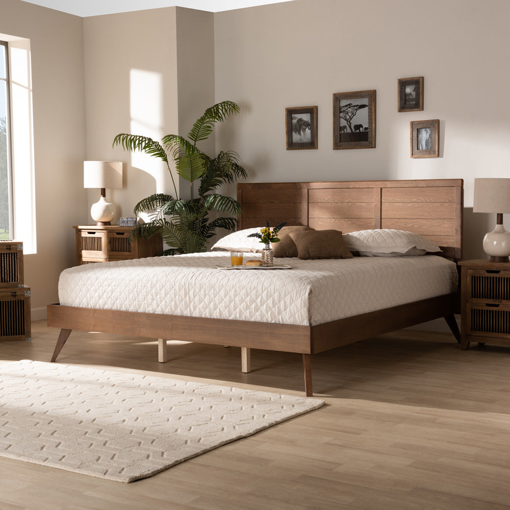 Baxton Studio - Artemis King Size Bed in Ash Walnut - Artemis-Ash Walnut-King view 6