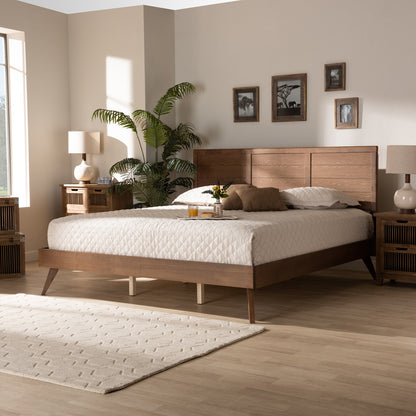 Baxton Studio - Artemis King Size Bed in Ash Walnut - Artemis-Ash Walnut-King view 6