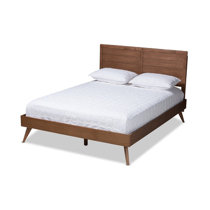 Baxton Studio - Artemis Queen Size Bed in Ash Walnut - Artemis-Ash Walnut-Queen view 1