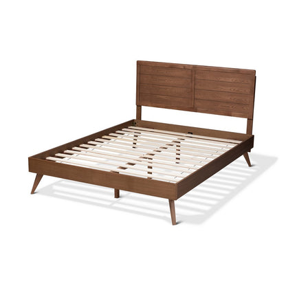 Baxton Studio - Artemis Queen Size Bed in Ash Walnut - Artemis-Ash Walnut-Queen view 3