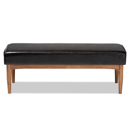 Baxton Studio - Arvid Dining Bench in Dark Brown/Walnut Brown - BBT8051-Dark Brown/Walnut-Bench view 2