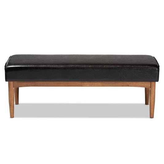Baxton Studio - Arvid Dining Bench in Dark Brown/Walnut Brown - BBT8051-Dark Brown/Walnut-Bench view 2