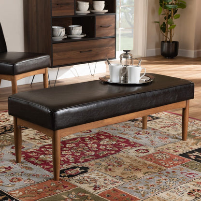 Baxton Studio - Arvid Dining Bench in Dark Brown/Walnut Brown - BBT8051-Dark Brown/Walnut-Bench view 6