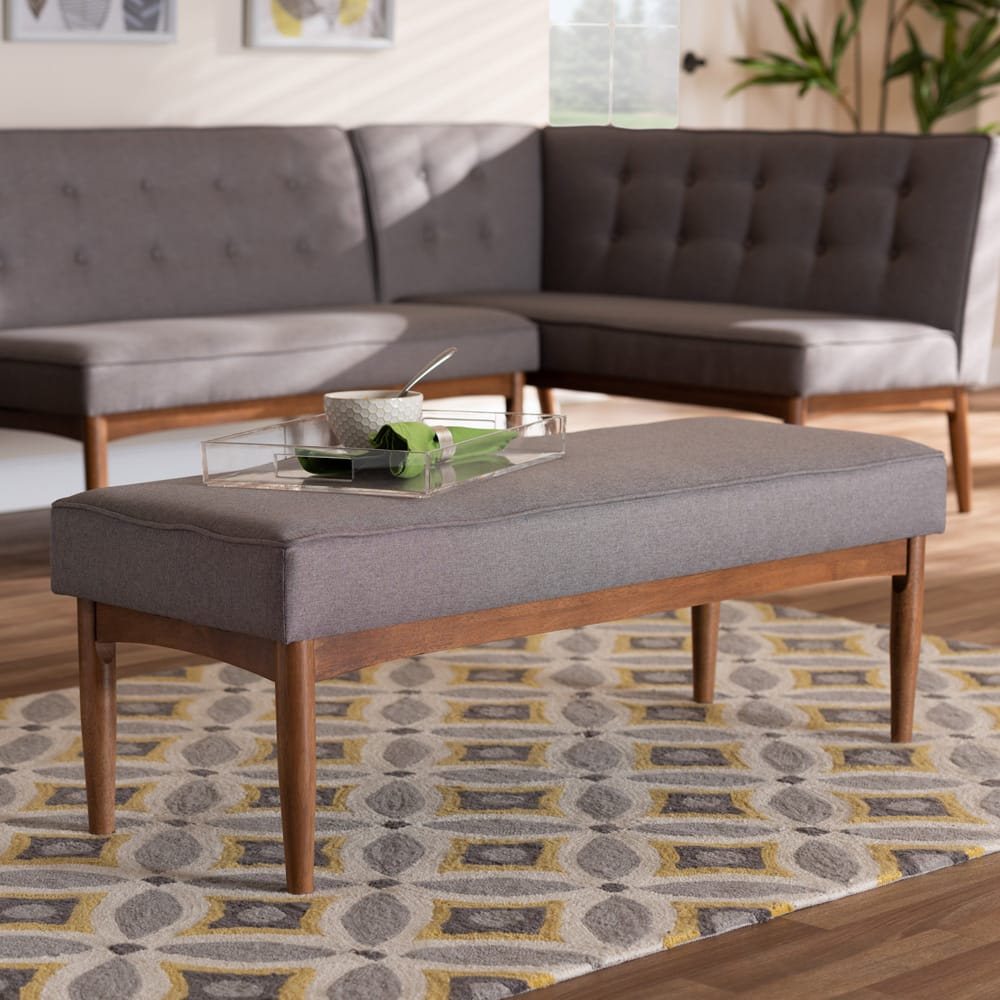 Baxton Studio - Arvid Dining Bench in Gray - BBT8051-Grey-Bench view 5
