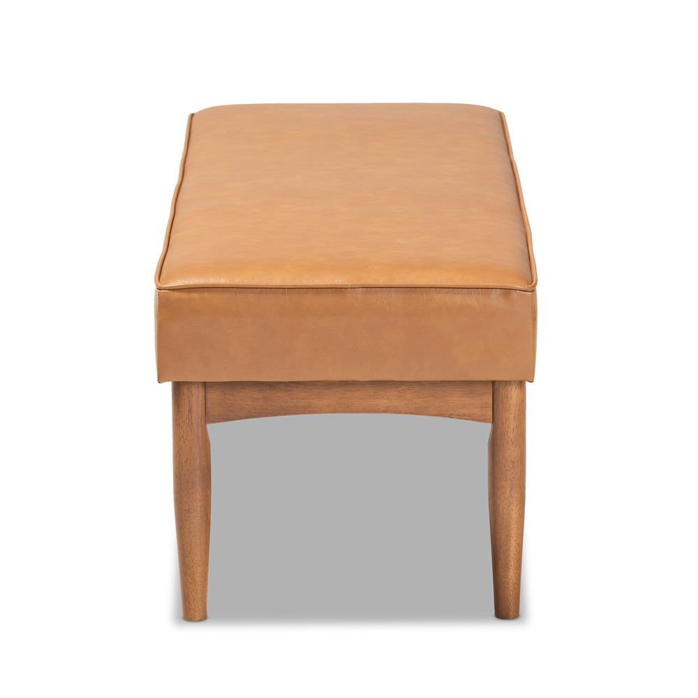 Baxton Studio - Arvid Dining Bench in Tan/walnut brown - BBT8051-Tan/Walnut-Bench view 3