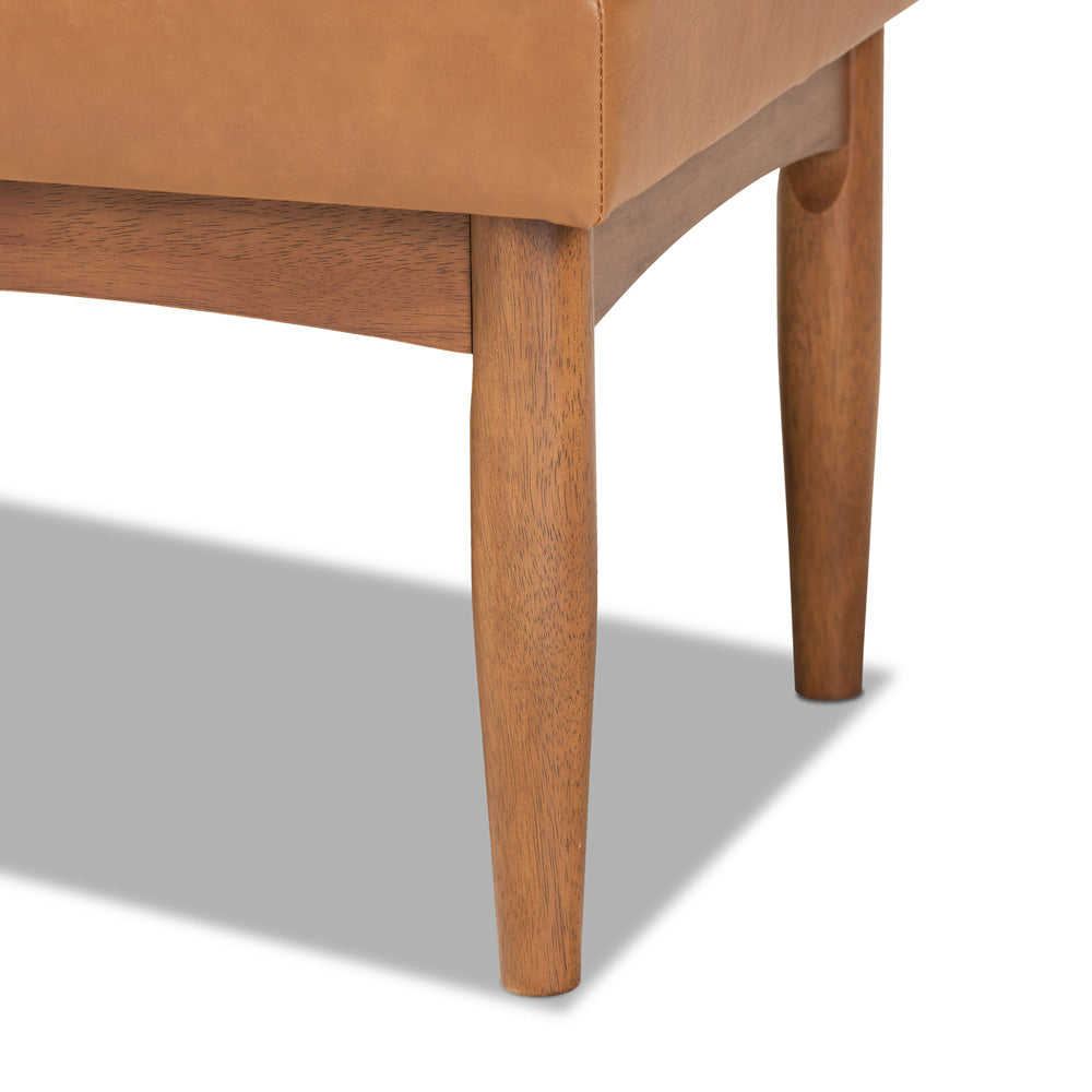 Baxton Studio - Arvid Dining Bench in Tan/walnut brown - BBT8051-Tan/Walnut-Bench view 4