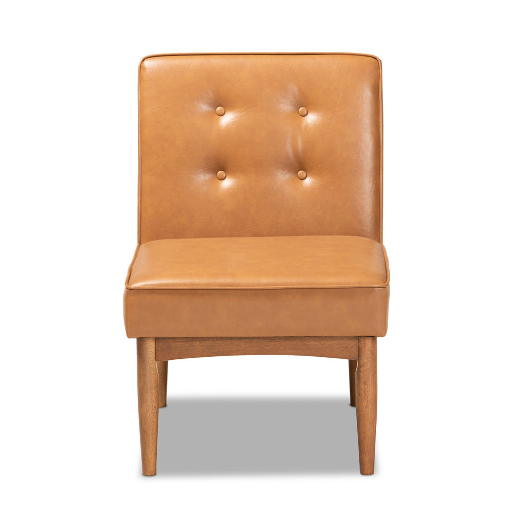 Baxton Studio - Arvid Dining Chair in Tan/walnut brown - BBT8051-Tan/Walnut-CC view 2