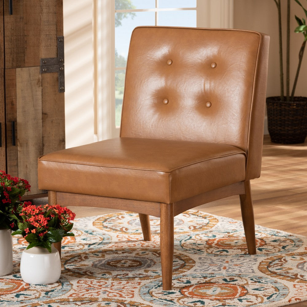 Baxton Studio - Arvid Dining Chair in Tan/walnut brown - BBT8051-Tan/Walnut-CC view 7