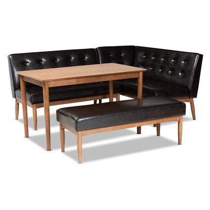 Baxton Studio - Arvid Dining Set in Dark Brown/Walnut Brown - BBT8051-Dark Brown/Walnut-4PC Dining Nook Set view 1