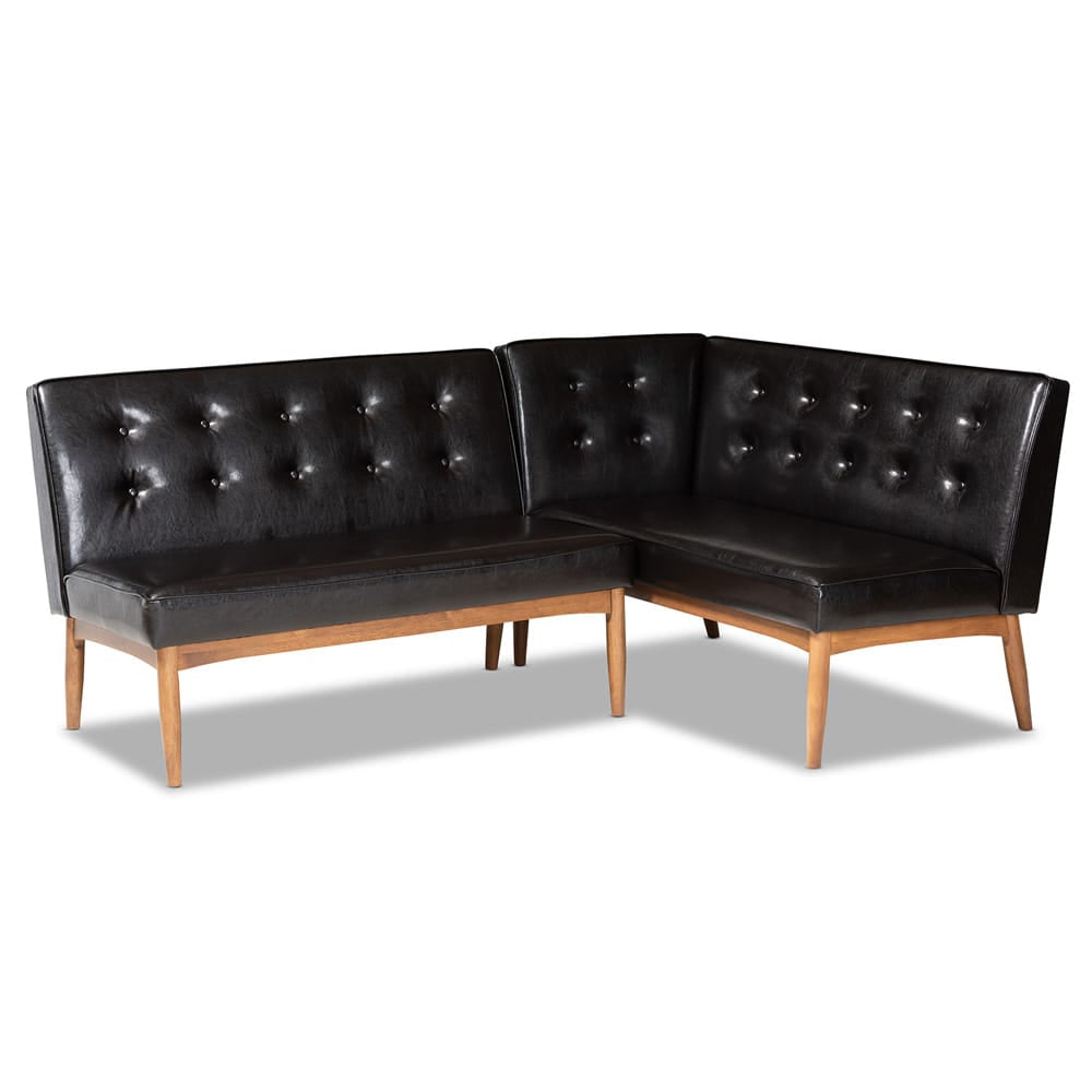 Baxton Studio - Arvid Dining Set in Dark Brown/Walnut Brown - BBT8051-Dark Brown/Walnut-4PC Dining Nook Set view 2