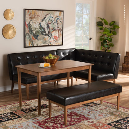 Baxton Studio - Arvid Dining Set in Dark Brown/Walnut Brown - BBT8051-Dark Brown/Walnut-4PC Dining Nook Set view 6