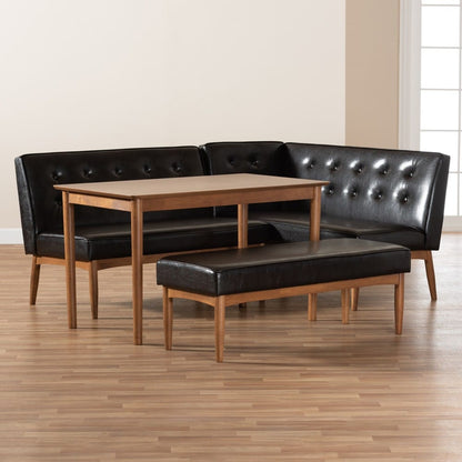 Baxton Studio - Arvid Dining Set in Dark Brown/Walnut Brown - BBT8051-Dark Brown/Walnut-4PC Dining Nook Set view 7