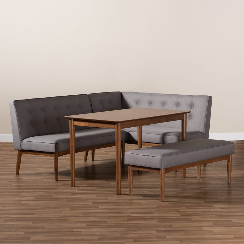 Baxton Studio - Arvid Dining Set in Gray - BBT8051-Grey/Walnut-4PC Dining Nook Set view 5