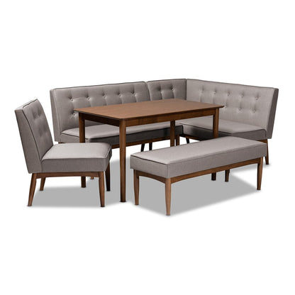 Baxton Studio - Arvid Dining Set in Gray - BBT8051-Grey/Walnut-5PC Dining Nook Set view 1