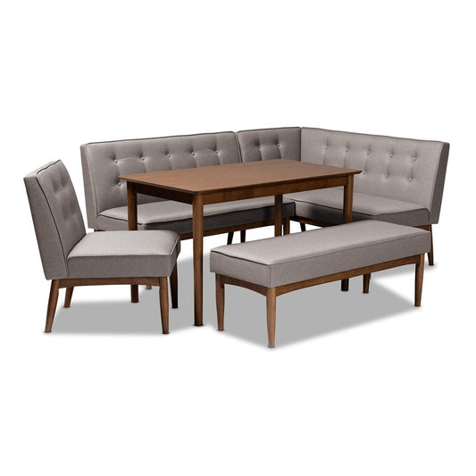 Baxton Studio - Arvid Dining Set in Gray - BBT8051-Grey/Walnut-5PC Dining Nook Set view 1