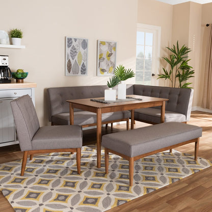 Baxton Studio - Arvid Dining Set in Gray - BBT8051-Grey/Walnut-5PC Dining Nook Set view 4