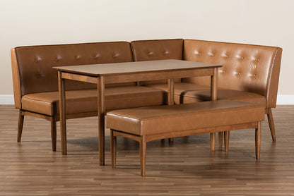 Baxton Studio - Arvid Dining Set in Tan/walnut brown - BBT8051-Tan/Walnut-4PC Dining Nook Set view 10
