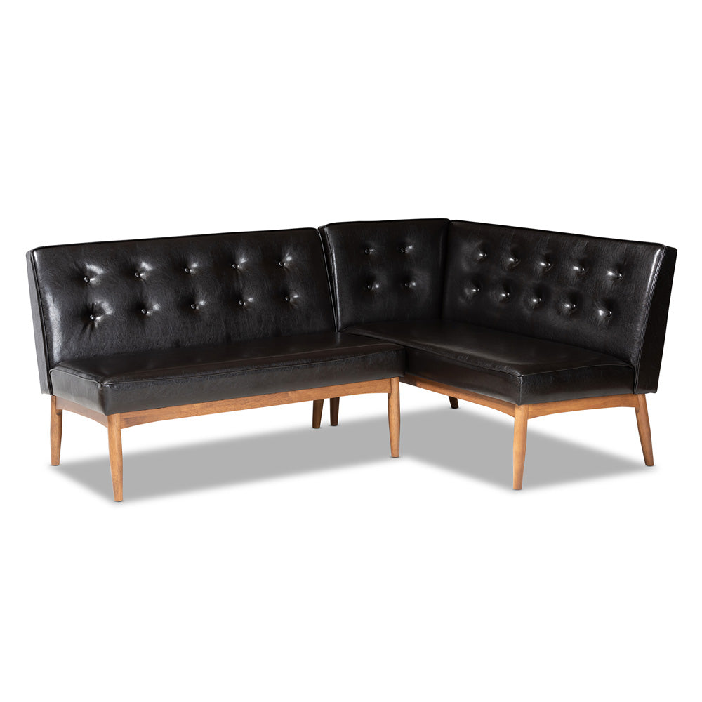 Baxton Studio - Arvid Dining Sofa Bench in Dark Brown/Walnut Brown - BBT8051-Dark Brown/Walnut-2PC SF Bench view 1