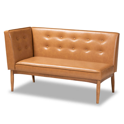 Baxton Studio - Arvid Dining Sofa Bench in Tan/walnut brown - BBT8051-Tan/Walnut-2PC SF Bench view 3