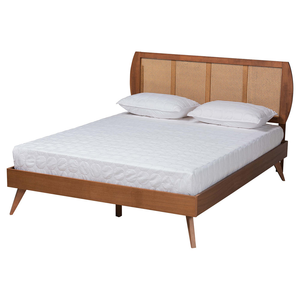 Baxton Studio - Asami King Bedroom Set in Walnut Brown - Asami-Ash Walnut Rattan-King 3PC Bedroom Set view 3