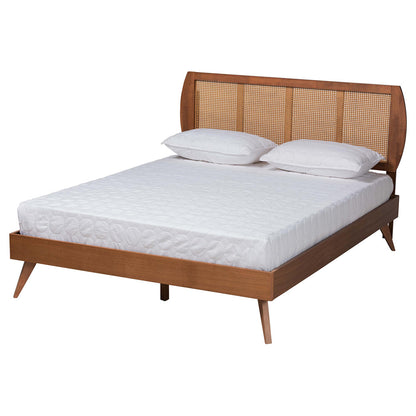 Baxton Studio - Asami King Bedroom Set in Walnut Brown - Asami-Ash Walnut Rattan-King 3PC Bedroom Set view 3