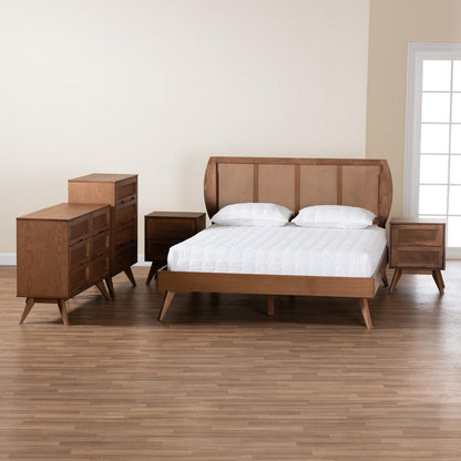 Baxton Studio - Asami King Bedroom Set in Walnut Brown - Asami-Ash Walnut Rattan-King 5PC Bedroom Set view 11