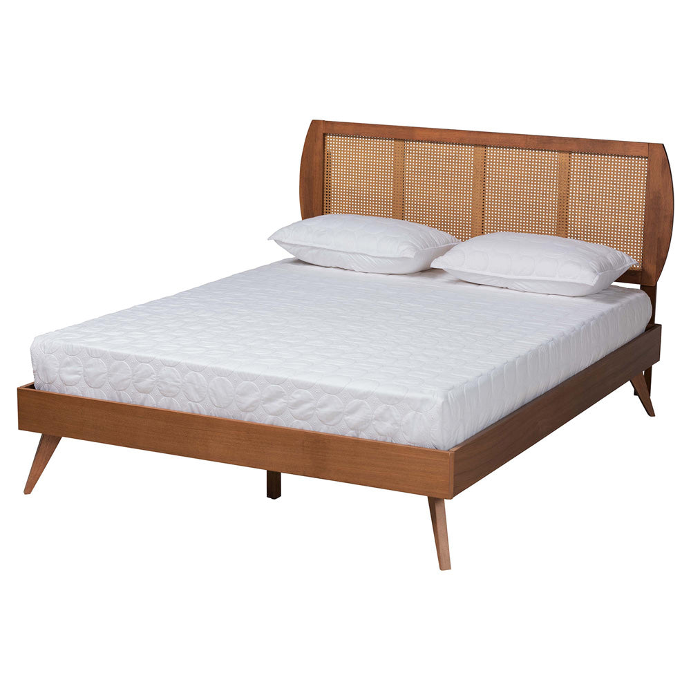 Baxton Studio - Asami Queen Bedroom Set in Walnut Brown - Asami-Ash Walnut Rattan-Queen 4PC Bedroom Set view 3
