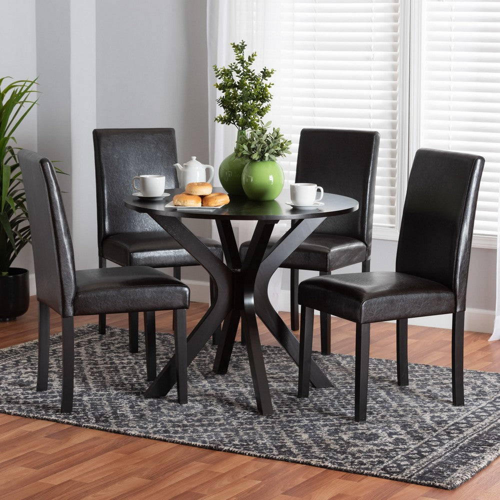 Baxton Studio - Asli Dining Set in Espresso Brown - Asli-Dark Brown-5PC Dining Set view 8