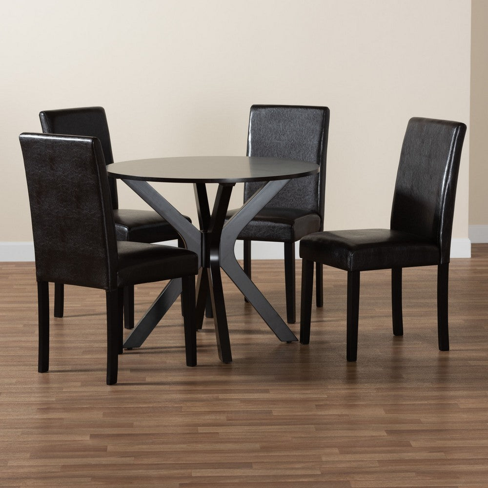 Baxton Studio - Asli Dining Set in Espresso Brown - Asli-Dark Brown-5PC Dining Set view 9