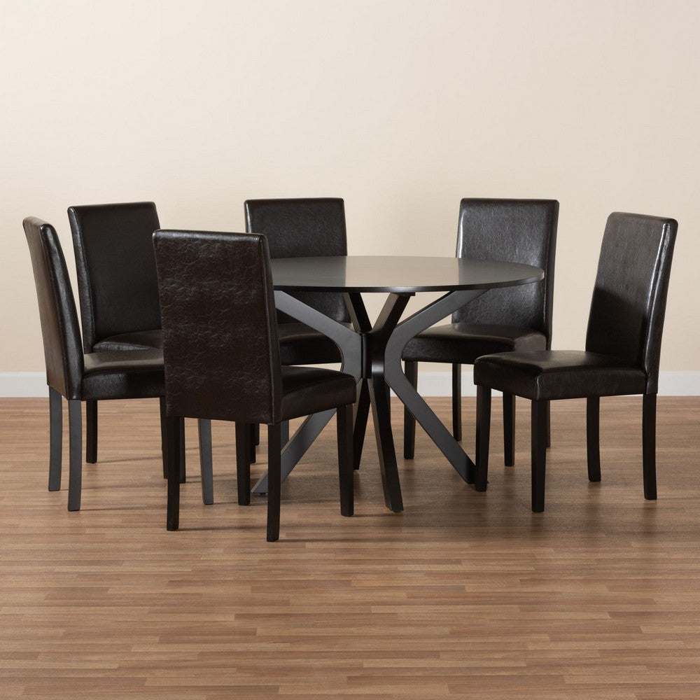 Baxton Studio - Asli Dining Set in Espresso Brown - Pinar-Dark Brown-7PC Dining Set view 9