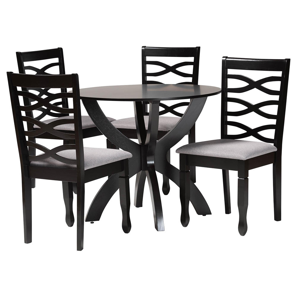 Baxton Studio - Aspen Dining Set in Grey/Dark Brown - Lia-Grey/Dark Brown-5PC Dining Set view 1