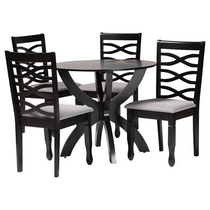 Baxton Studio - Aspen Dining Set in Grey/Dark Brown - Lia-Grey/Dark Brown-5PC Dining Set view 1